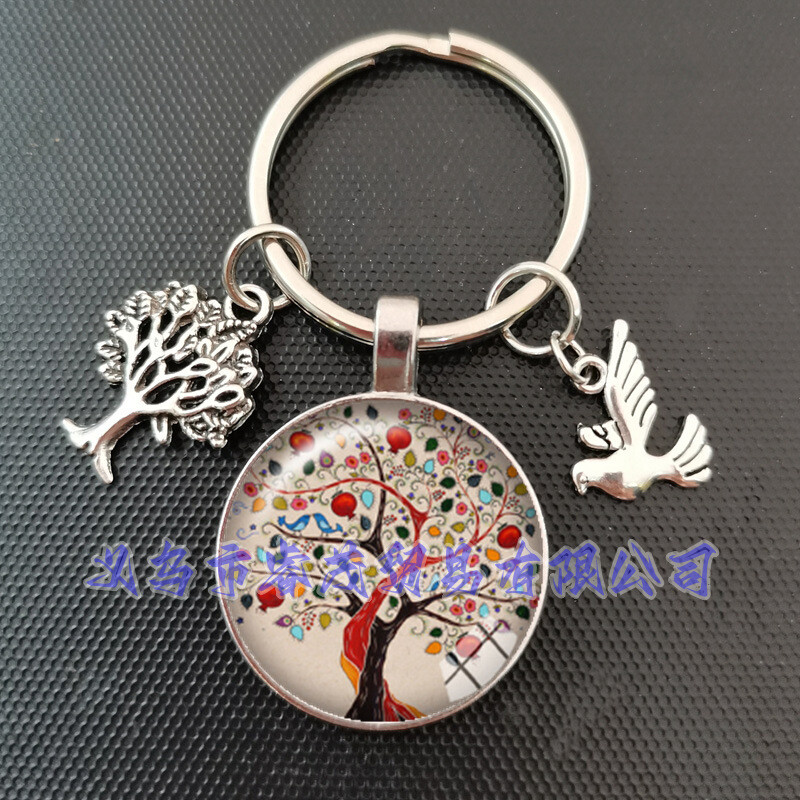 Трансграничен нов продукт дървото на живота време скъпоценен камък ключодържател дървото на живота висулка ключодържател на едро