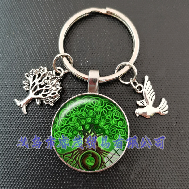 Трансграничен нов продукт дървото на живота време скъпоценен камък ключодържател дървото на живота висулка ключодържател на едро