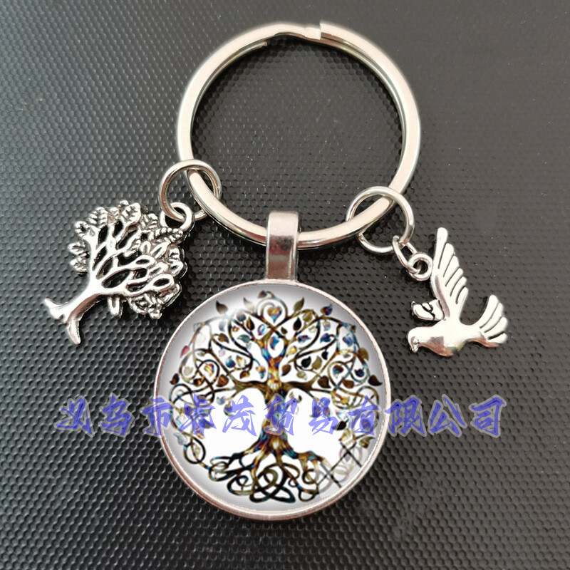 Трансграничен нов продукт дървото на живота време скъпоценен камък ключодържател дървото на живота висулка ключодържател на едро
