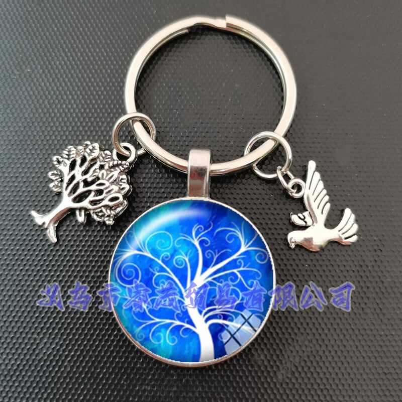 Трансграничен нов продукт дървото на живота време скъпоценен камък ключодържател дървото на живота висулка ключодържател на едро