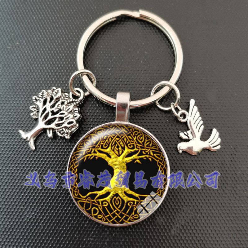 Трансграничен нов продукт дървото на живота време скъпоценен камък ключодържател дървото на живота висулка ключодържател на едро