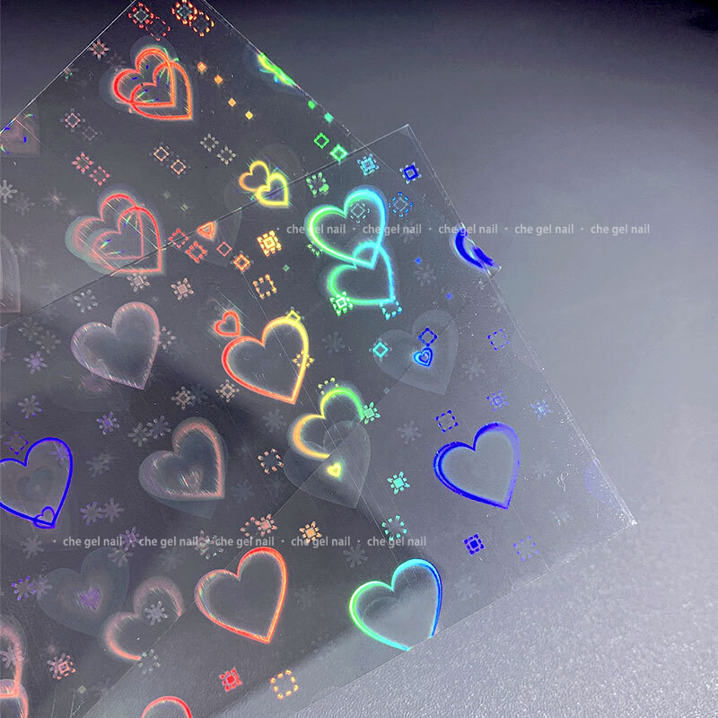 Nauji gradiento nagų dailės meilės lipdukai fėja prancūziškos šypsenos linija Valentino diena, mergaitės širdelė, nagų dailė 3D lipdukų priedai