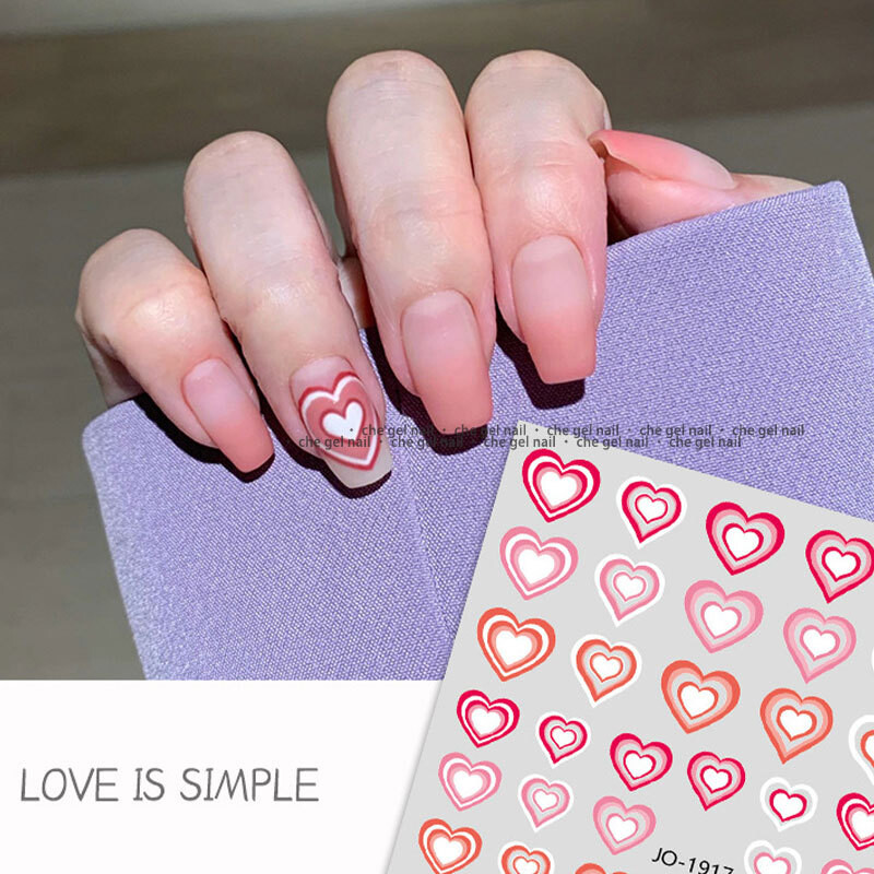 Nauji gradiento nagų dailės meilės lipdukai fėja prancūziškos šypsenos linija Valentino diena, mergaitės širdelė, nagų dailė 3D lipdukų priedai