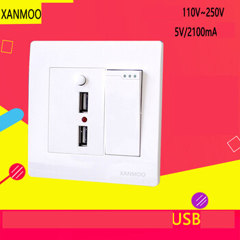 86 тип стена единичен отворен двоен контрол с двоен отвор USB гнездо домакински единичен отворен двоен контролен превключвател USB гнездо с два отвора
