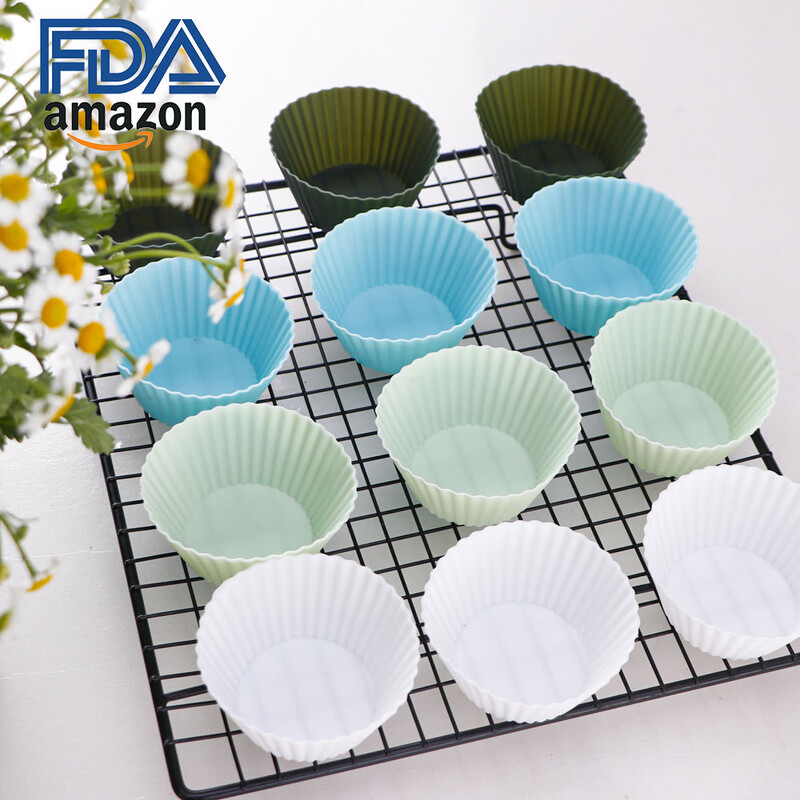Silikoniniai pyrago puodeliai 24 rinkiniai Buitiniai bandelių pudingo puodeliai Aukštai temperatūrai Atsparūs maži pyragai Ryžių pyragai Kepimo forma