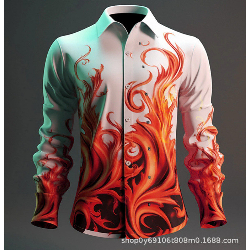 Трансграничен 3D дигитален печат ежедневни широки серии с пълен печат Хавайски ризи Източник на производители за дизайн