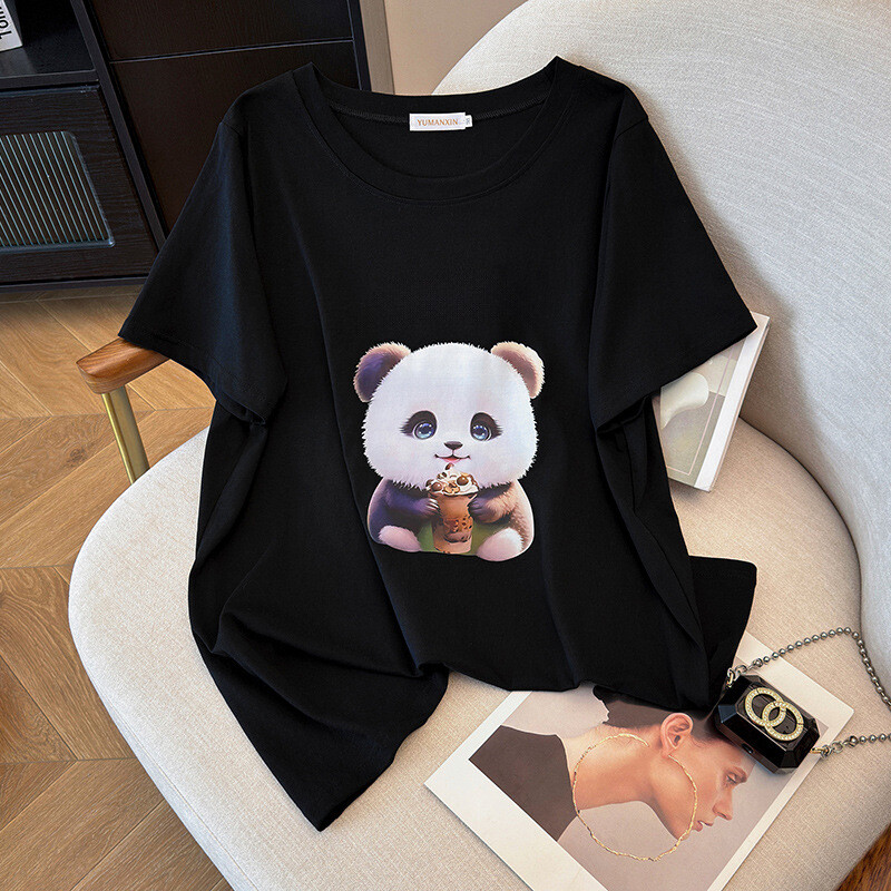 Тениска с обло деколте, нов стил, големи размери, тениска, средна и дълга тениска с къси ръкави, 200/300/350 catties 6588