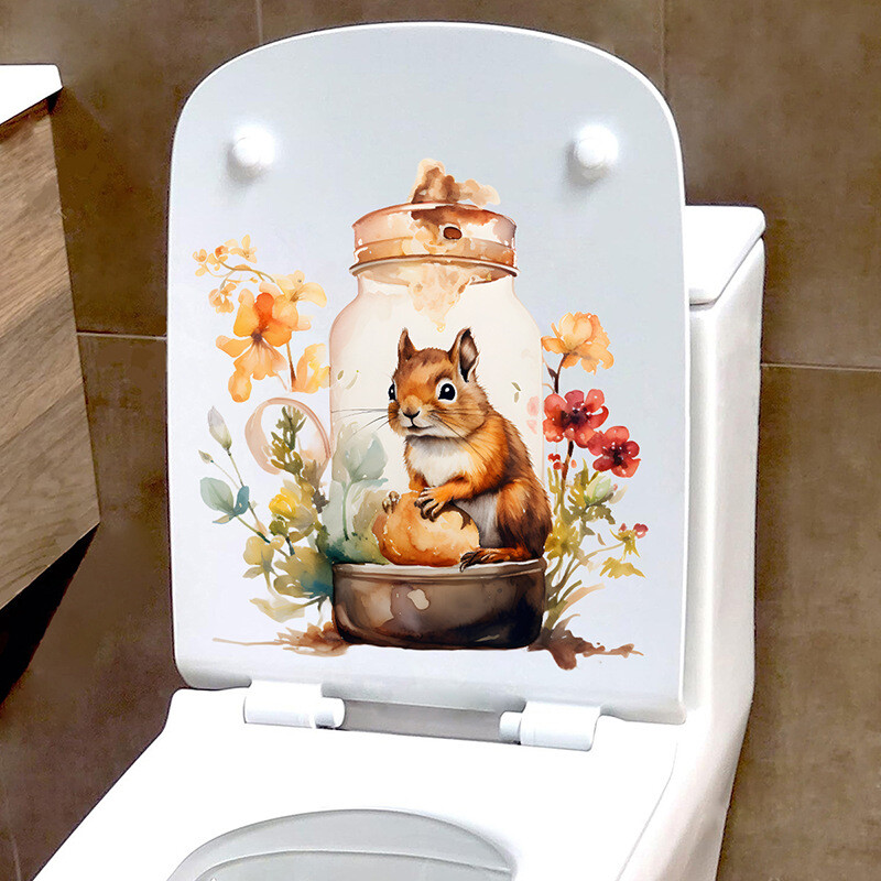 Нов ACC33149 Карикатура Сладка катерица Стикер Баня Тоалетна Водоустойчив стикер за тоалетна Самозалепващ се стикер за стена