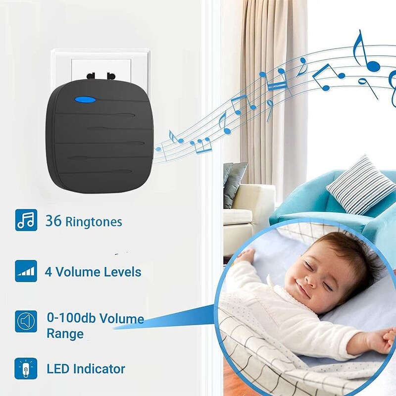 Трансграничен горещо продаван европейски, американски и британски стандартен битов AC цифров звънец водоустойчив безжичен музикален звънец