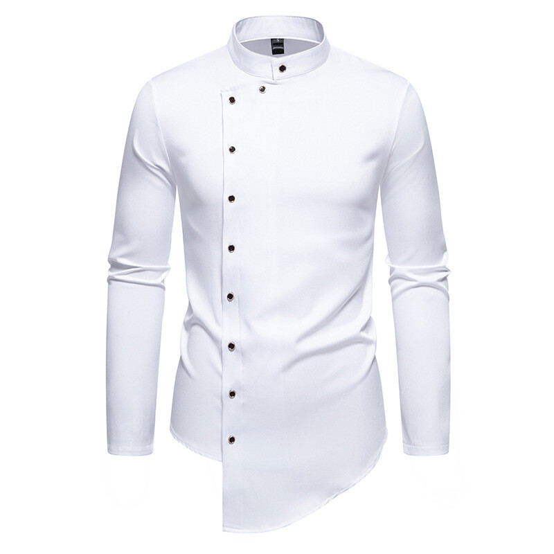 Cămașă cu mâneci lungi pentru bărbați, toamnă, comerț exterior, ocazional, neregulat, cu mâneci lungi, cămașă uni pentru bărbați, mărime europeană