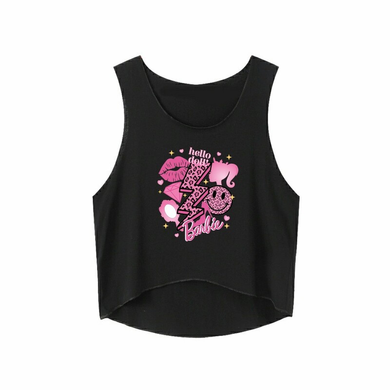 Розова жилетка с червени устни, оголваща пъпа, къса предна и дълга задна горна част, лято 2023 г., секси ново европейско и американско