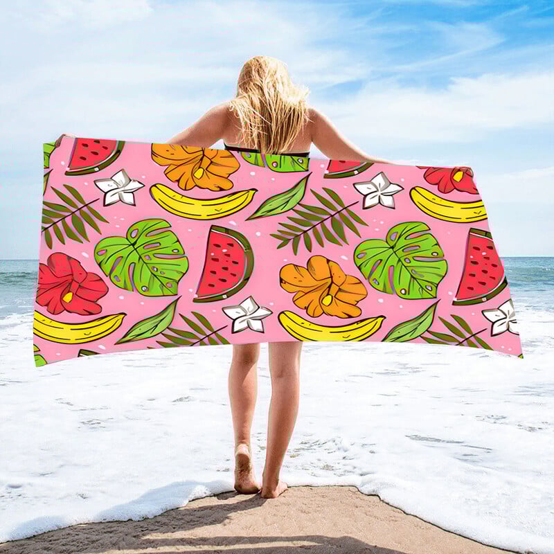 Tarpvalstybinis karštas išpardavimas spausdintas paplūdimio rankšluostis spalvingų vaisių pakrantės atostogų paplūdimio rankšluostis sugeriantis greitai džiūstantis rankšluostis