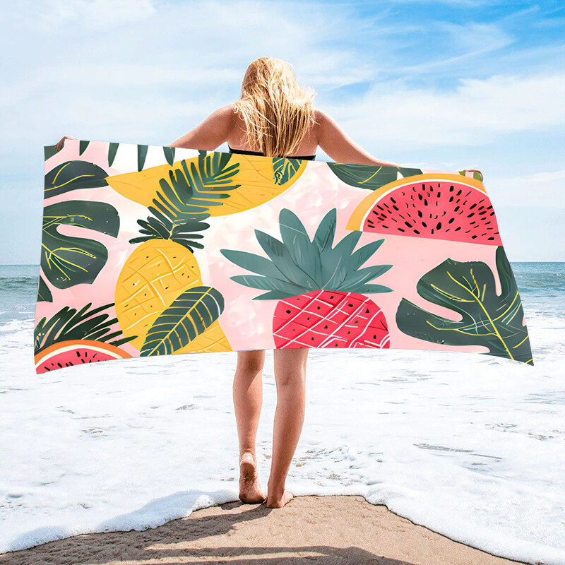 Tarpvalstybinis karštas išpardavimas spausdintas paplūdimio rankšluostis spalvingų vaisių pakrantės atostogų paplūdimio rankšluostis sugeriantis greitai džiūstantis rankšluostis