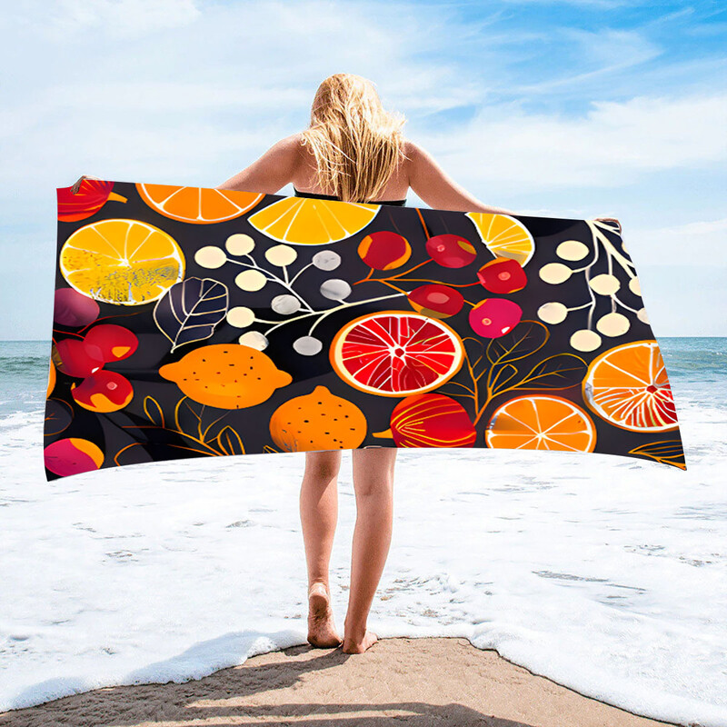 Tarpvalstybinis karštas išpardavimas spausdintas paplūdimio rankšluostis spalvingų vaisių pakrantės atostogų paplūdimio rankšluostis sugeriantis greitai džiūstantis rankšluostis