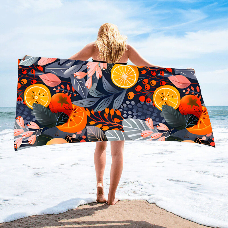 Tarpvalstybinis karštas išpardavimas spausdintas paplūdimio rankšluostis spalvingų vaisių pakrantės atostogų paplūdimio rankšluostis sugeriantis greitai džiūstantis rankšluostis