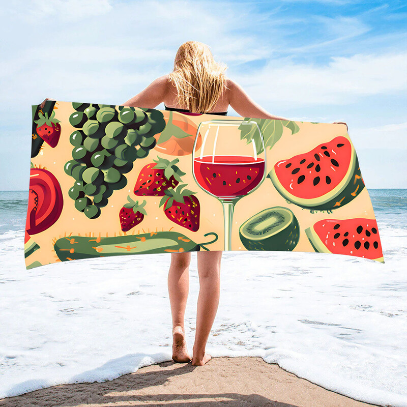 Tarpvalstybinis karštas išpardavimas spausdintas paplūdimio rankšluostis spalvingų vaisių pakrantės atostogų paplūdimio rankšluostis sugeriantis greitai džiūstantis rankšluostis