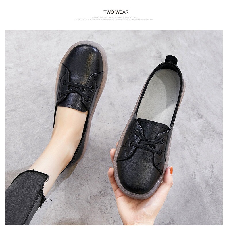 Bijele ženske cipele od prave kože 2025, nove univerzalne lazy cipele za proljeće i ljeto s mekim đonom za trudnice, casual jednostruke cipele s plitkim otvorom