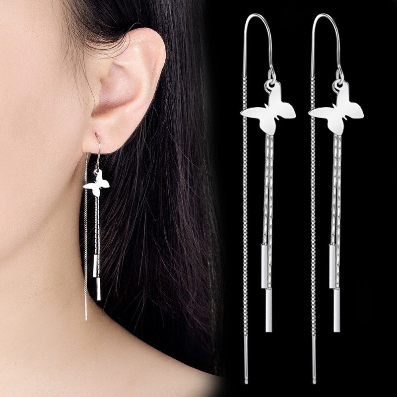 Mieli retro tipo drugelių ausų kabliukai moterims, stačiakampio formos ausų viela, asmenybė, paprasti universalūs papuošalai nuo ausų praradimo su ausų viela