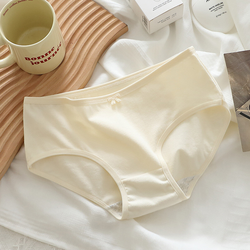 Mielos mergaitės grynos medvilnės kelnaitės iki juosmens, kreminės serijos storos medvilnės tarpkojis patogios kvėpuojančios moteriškos trikampės šortų galvutės