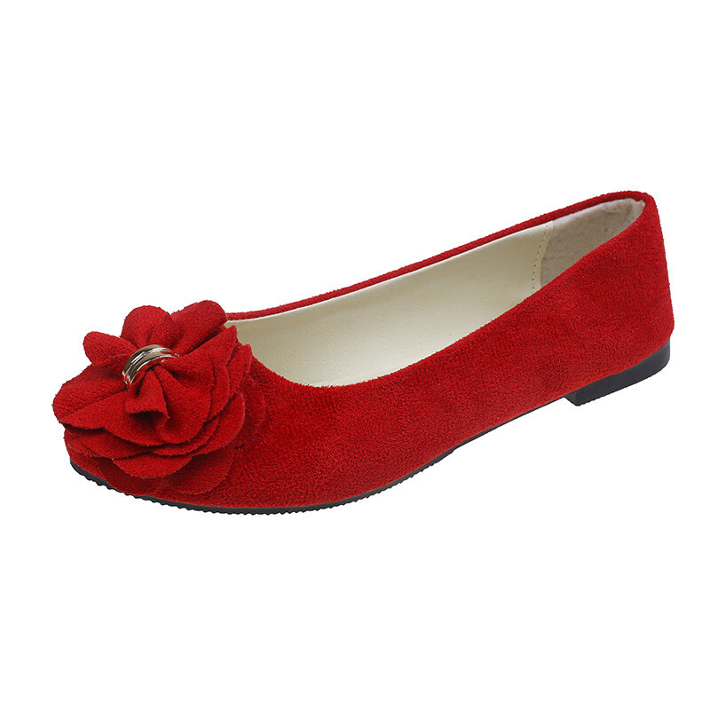 2025 m. vienviečiai batai moteriški smailianosiai plokščiapadžiai batai korėjietiško stiliaus gėlės moteriški batai zomšiniai patogūs moteriški batai įvairių spalvų didelio dydžio užsienio prekyba