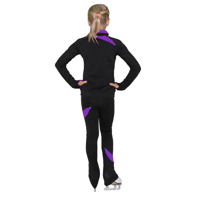 Bērnu pieaugušo daiļslidošanas kostīmi, jakas, bikses, melna plus samta 20 krāsas, ko izvēlēties no pielāgotiem maziem krāsu karogiem 01