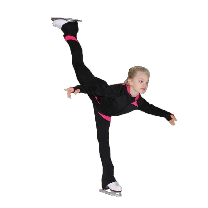 Bērnu pieaugušo daiļslidošanas kostīmi, jakas, bikses, melna plus samta 20 krāsas, ko izvēlēties no pielāgotiem maziem krāsu karogiem 01