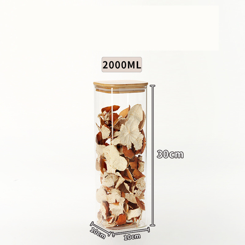 Kvadratinis stiklinis indas, sandarus stiklainis, skaidraus stiklo indas virtuvės dirbiniams laikyti arbatos grūdams laikyti