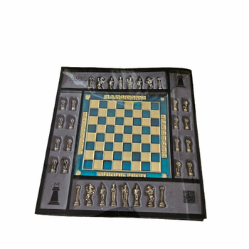 Шах Атласи, Метална дъска, метални фигури, Син, 15х15 см