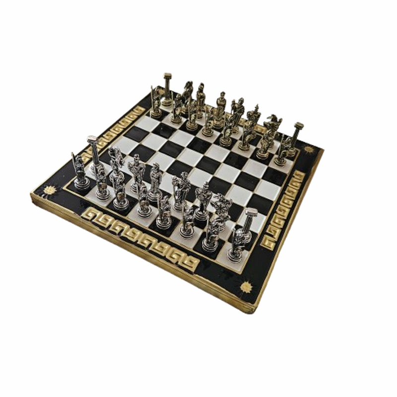 Шах Римски войни, Метална дъска, метални фигури, Черен/бял, 15х15 см