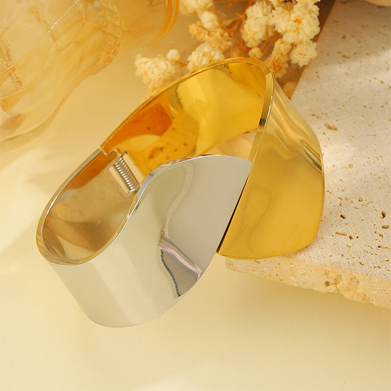 Titán acél karkötő Koreai változat Szabálytalan eltúlzott széles karkötő egyedi trenddel, retro nem fakuló rozsdamentes acél karkötő