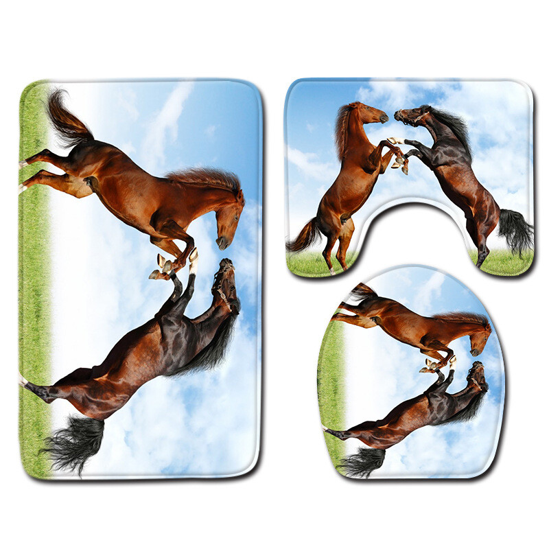 Cute Animal Family Print Dekoratív fürdőszobai szőnyeg csúszásmentes meleg padlószőnyeg készlet Gyári forrás