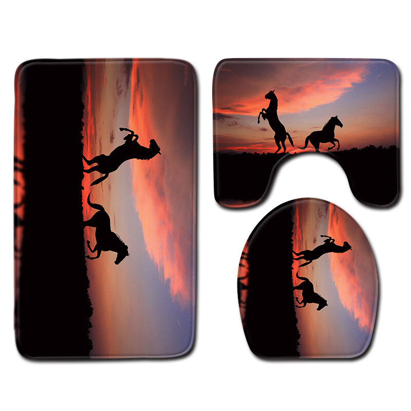 Cute Animal Family Print Dekoratív fürdőszobai szőnyeg csúszásmentes meleg padlószőnyeg készlet Gyári forrás