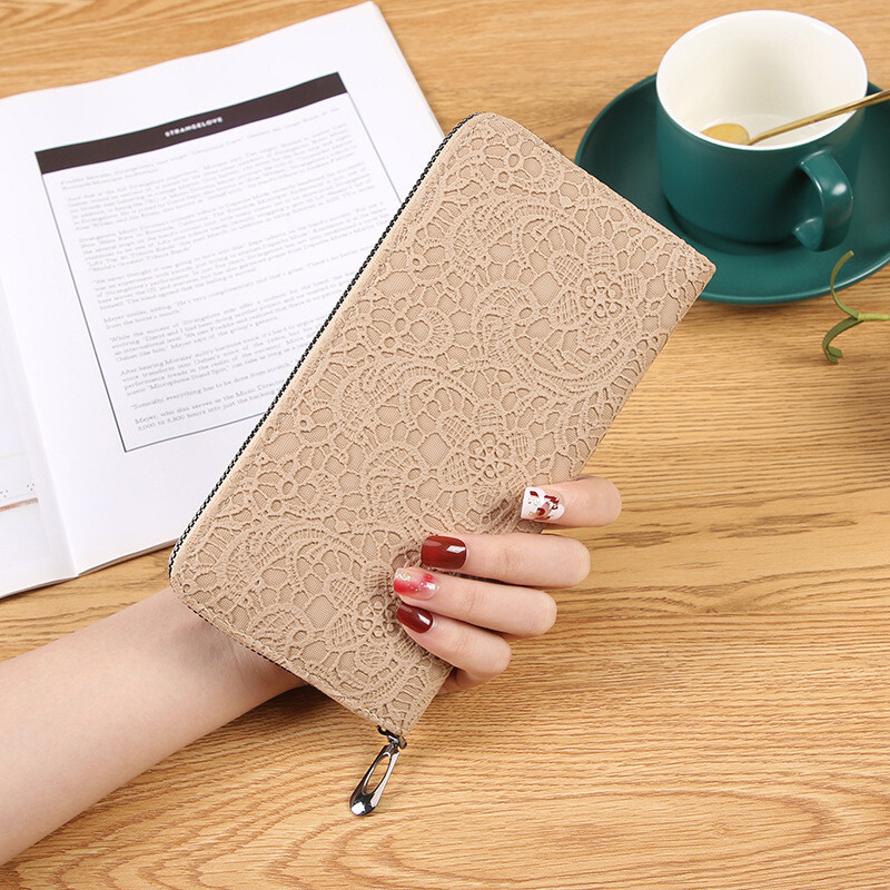 Új, határokon átnyúló trend, egyszínű, dombornyomott női egyhúzós pénztárca, PU cipzáras kis táskával és több kártyatartó rekesszel, női kézitáska raktáron