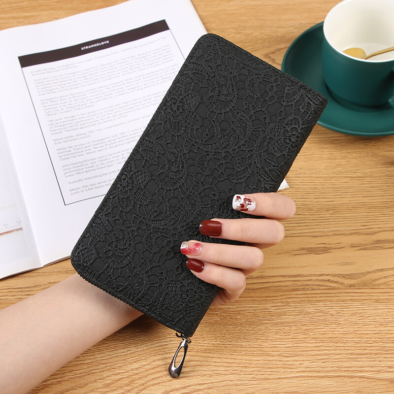 Új, határokon átnyúló trend, egyszínű, dombornyomott női egyhúzós pénztárca, PU cipzáras kis táskával és több kártyatartó rekesszel, női kézitáska raktáron