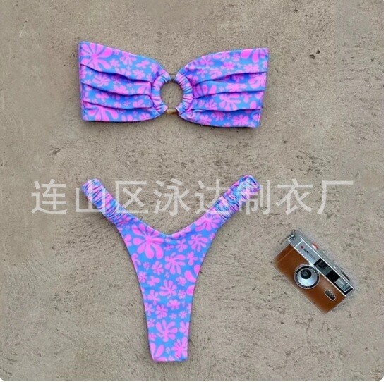 2023 új spot európai és amerikai külkereskedelmi nyomtatott bikini, szexi hasított fürdőruha, többszínű fürdőruha