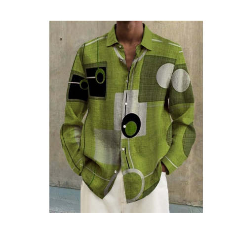 LXW tarpvalstybiniai 2022 m. Europos ir Amerikos nauji rudens vyriški ilgarankoviai marškiniai, didelio dydžio, viršutiniai, marginti batikos raštu