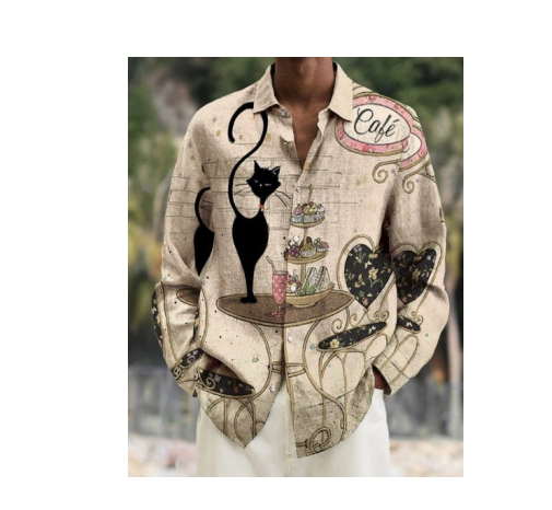 LXW tarpvalstybiniai 2022 m. Europos ir Amerikos nauji rudens vyriški ilgarankoviai marškiniai, didelio dydžio, viršutiniai, marginti batikos raštu