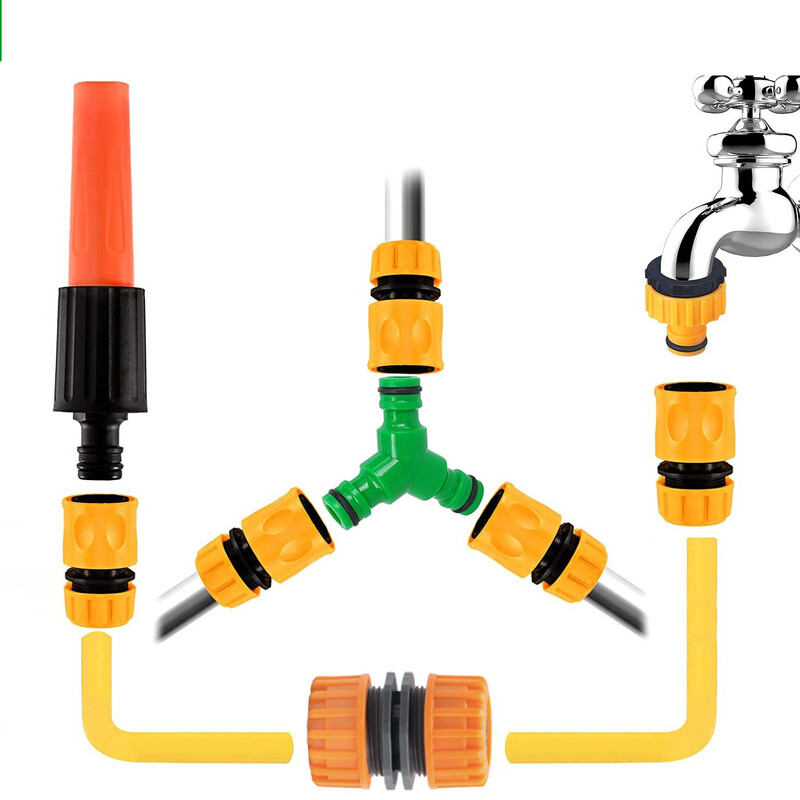 Naujas plastikinis 4 taškų vandens vamzdžių greito prijungimo rinkinys, sodo drėkinimo greito prijungimo priedai