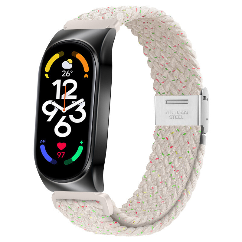 Tinka „Xiaomi Mi Band 8“, nailoninis dirželis, keičiama sagtis su nailoniniu riešo dirželiu ir įmontuotas nailoninis dirželis, skirtas „Xiaomi Mi Band 5/6/7“.