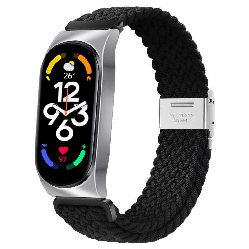 Tinka „Xiaomi Mi Band 8“, nailoninis dirželis, keičiama sagtis su nailoniniu riešo dirželiu ir įmontuotas nailoninis dirželis, skirtas „Xiaomi Mi Band 5/6/7“.