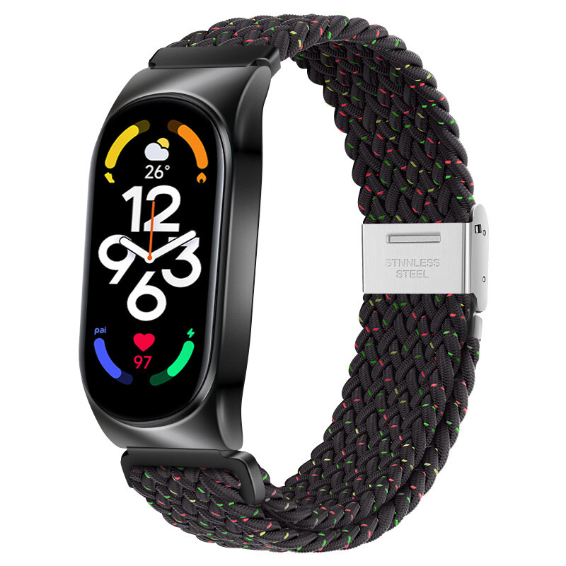 Tinka „Xiaomi Mi Band 8“, nailoninis dirželis, keičiama sagtis su nailoniniu riešo dirželiu ir įmontuotas nailoninis dirželis, skirtas „Xiaomi Mi Band 5/6/7“.