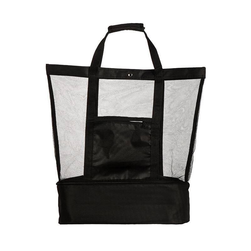 Naujas nešiojamas vieno peties izoliacinis krepšys, dvigubo sluoksnio pikniko krepšys, ledo krepšys vyrams ir moterims, sportinis kelioninis daiktų laikymo krepšys su tinkleliu