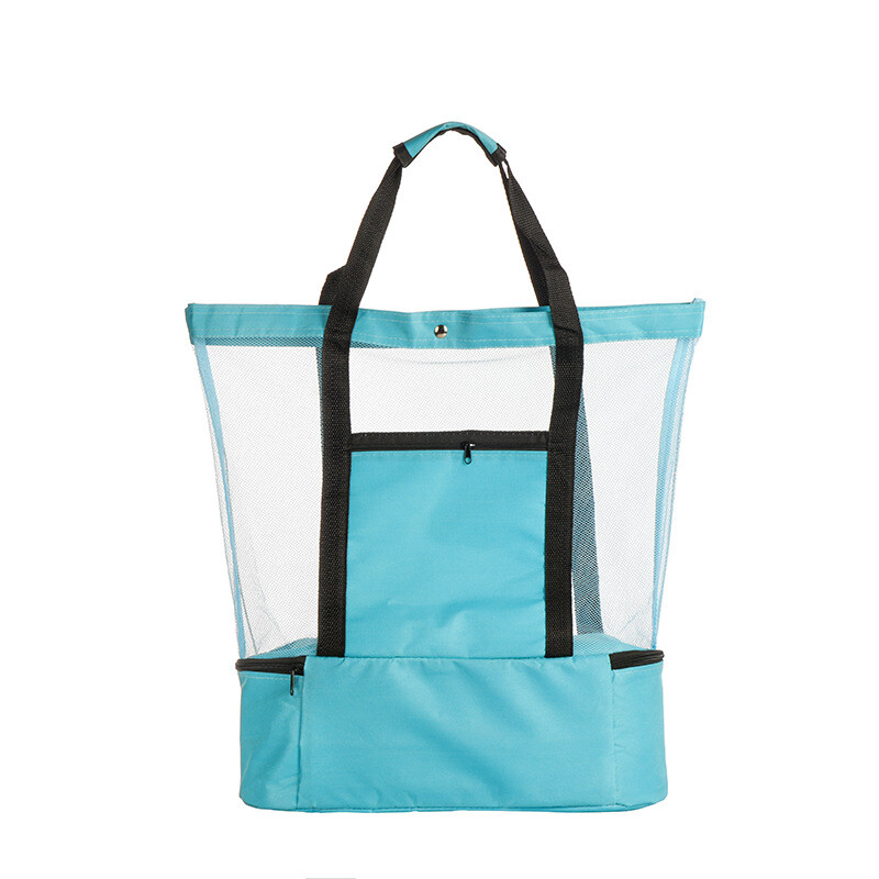 Naujas nešiojamas vieno peties izoliacinis krepšys, dvigubo sluoksnio pikniko krepšys, ledo krepšys vyrams ir moterims, sportinis kelioninis daiktų laikymo krepšys su tinkleliu