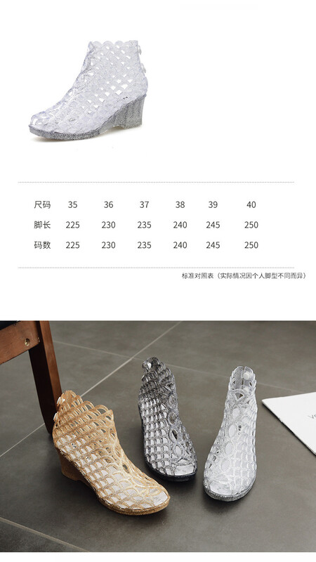 Μοντέρνα κρυστάλλινα σανδάλια, νέα γυναικεία ψηλοτάκουνα παπούτσια, κοίλα, αντι-φρουτώδη ζελέ, πλαστικά, διαφανή, σανδάλια με τακούνι σφήνας, μπότες και ψάρια