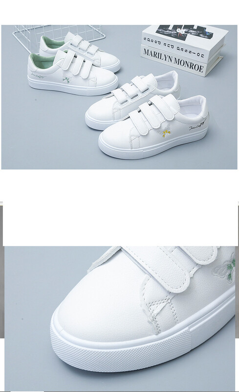 Moteriški balti bateliai su lipdukais, nauji pavasario ir rudens siuvinėti korėjietiško stiliaus bateliai, madingi, universalūs, laisvalaikio, plokščiapadžiai, balti