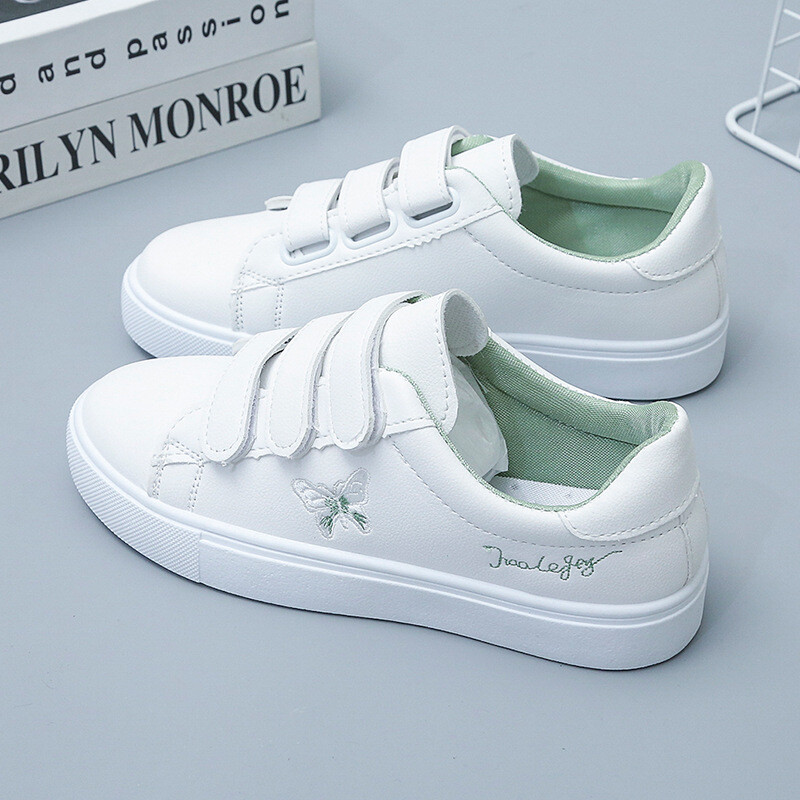 Moteriški balti bateliai su lipdukais, nauji pavasario ir rudens siuvinėti korėjietiško stiliaus bateliai, madingi, universalūs, laisvalaikio, plokščiapadžiai, balti