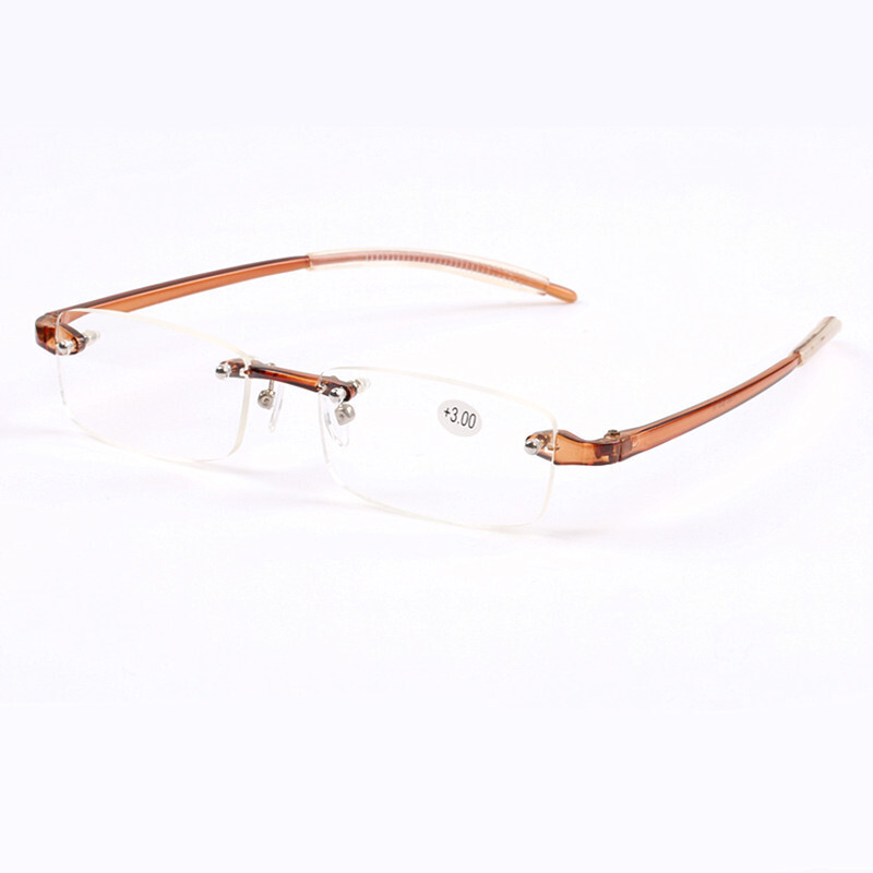 Dervos skaitymo akiniai, itin lengvi be rėmelių integruoti skaitymo akiniai vyrams ir moterims, be rėmelių skaitymo akiniai, plastikinės apdailos trumparegystės akiniai