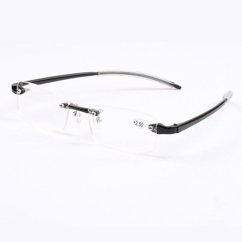 Dervos skaitymo akiniai, itin lengvi be rėmelių integruoti skaitymo akiniai vyrams ir moterims, be rėmelių skaitymo akiniai, plastikinės apdailos trumparegystės akiniai