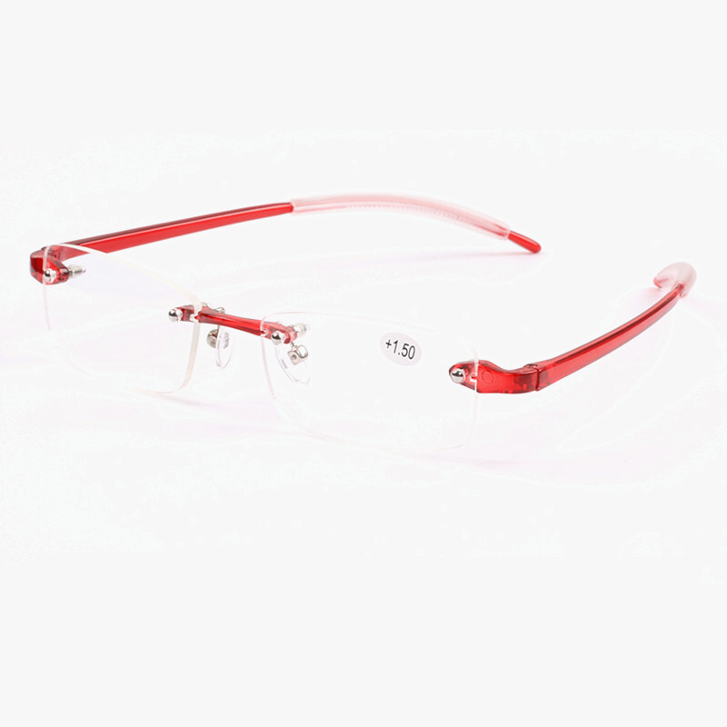 Dervos skaitymo akiniai, itin lengvi be rėmelių integruoti skaitymo akiniai vyrams ir moterims, be rėmelių skaitymo akiniai, plastikinės apdailos trumparegystės akiniai