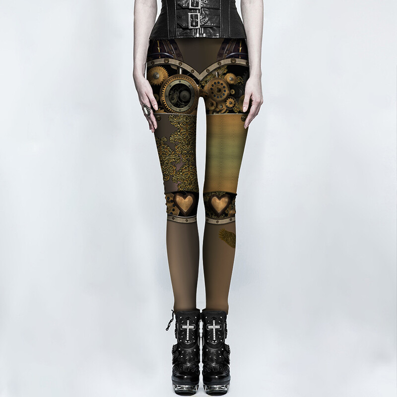 Naujos steampunk stiliaus europietiškos ir amerikietiškos jogos kelnės, greitai džiūstantys kelnaitės, tarpvalstybinė 3D skaitmeninė spauda, sportinės tamprės, fitneso kelnės